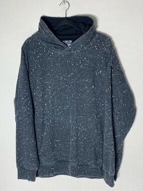 Tuff Athletics Dark Grey W White Paint Splatter Speckled Pullover Hoodie XXL
